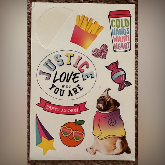 Justice Girls 15 Sticker Sheets - Sloth Unicorn Emoji Llama Hedgehog Corgi Panda - Picture 12 of 16